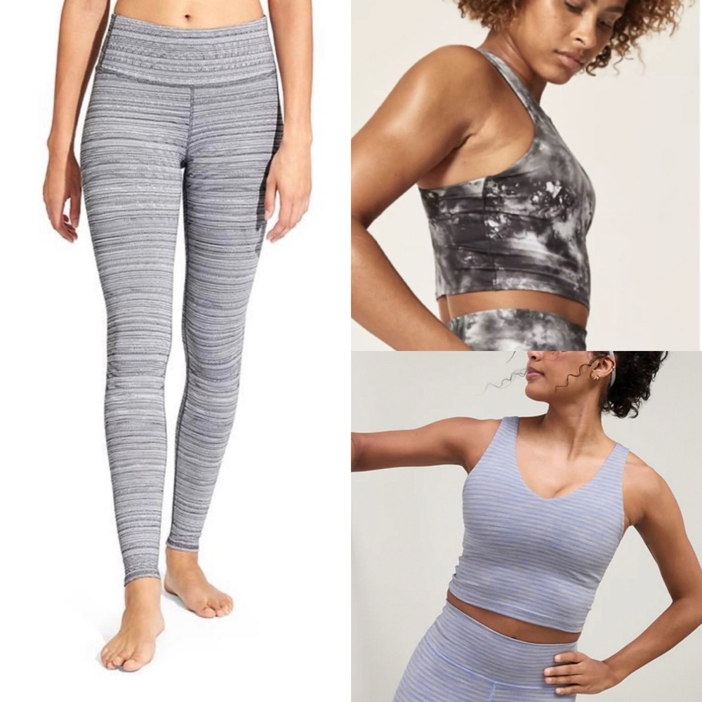 Athleta HIGH RISE JACQUARD CHATURANGA TIGHTS XS and Crop Tops